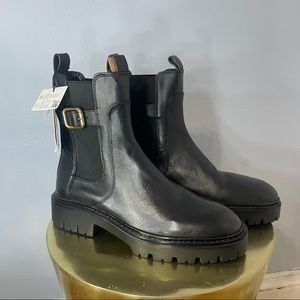 NWT Zara combat boots black size 6.5 LEATHER